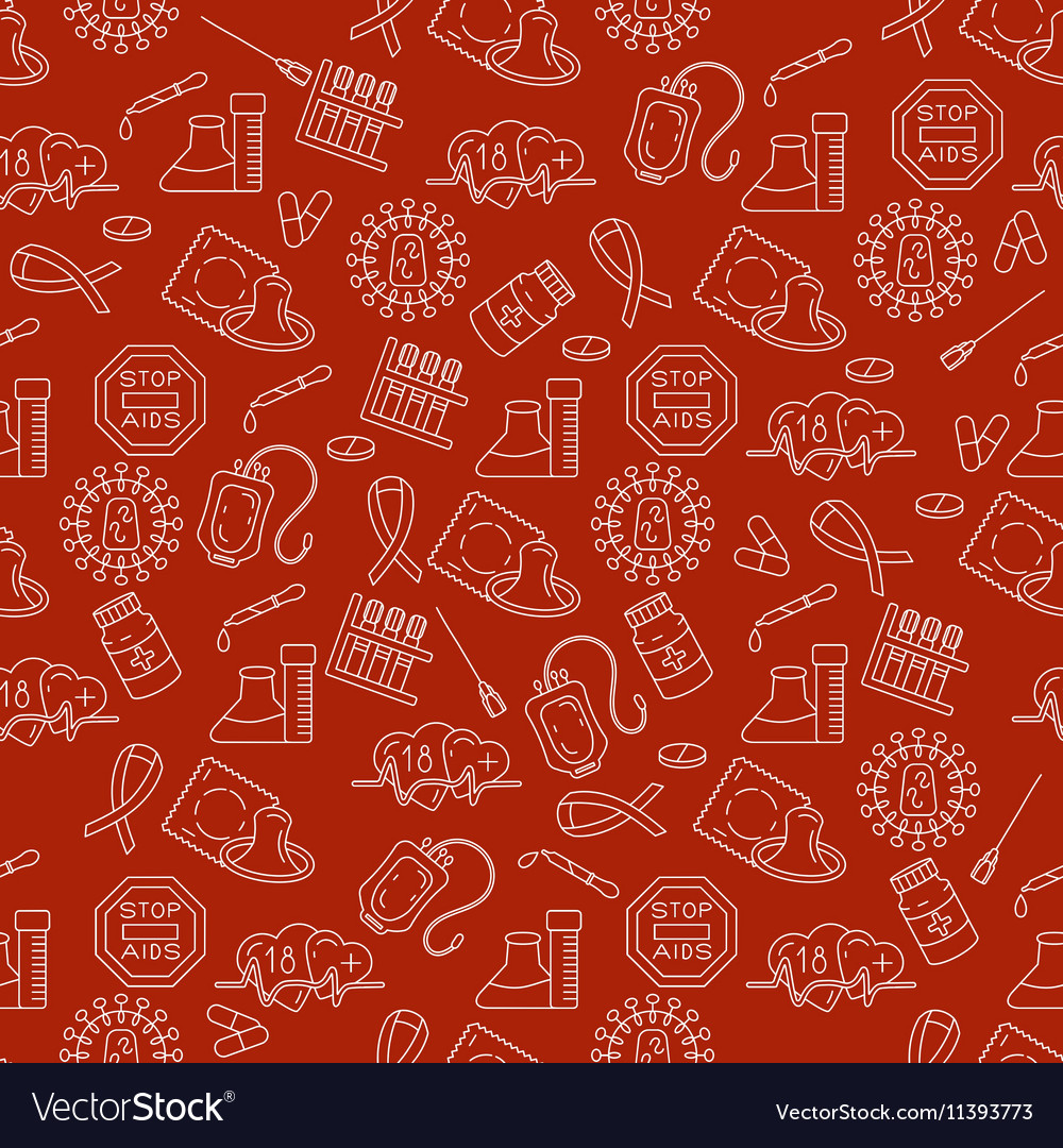 Medical hiv aids seamless pattern with detailed