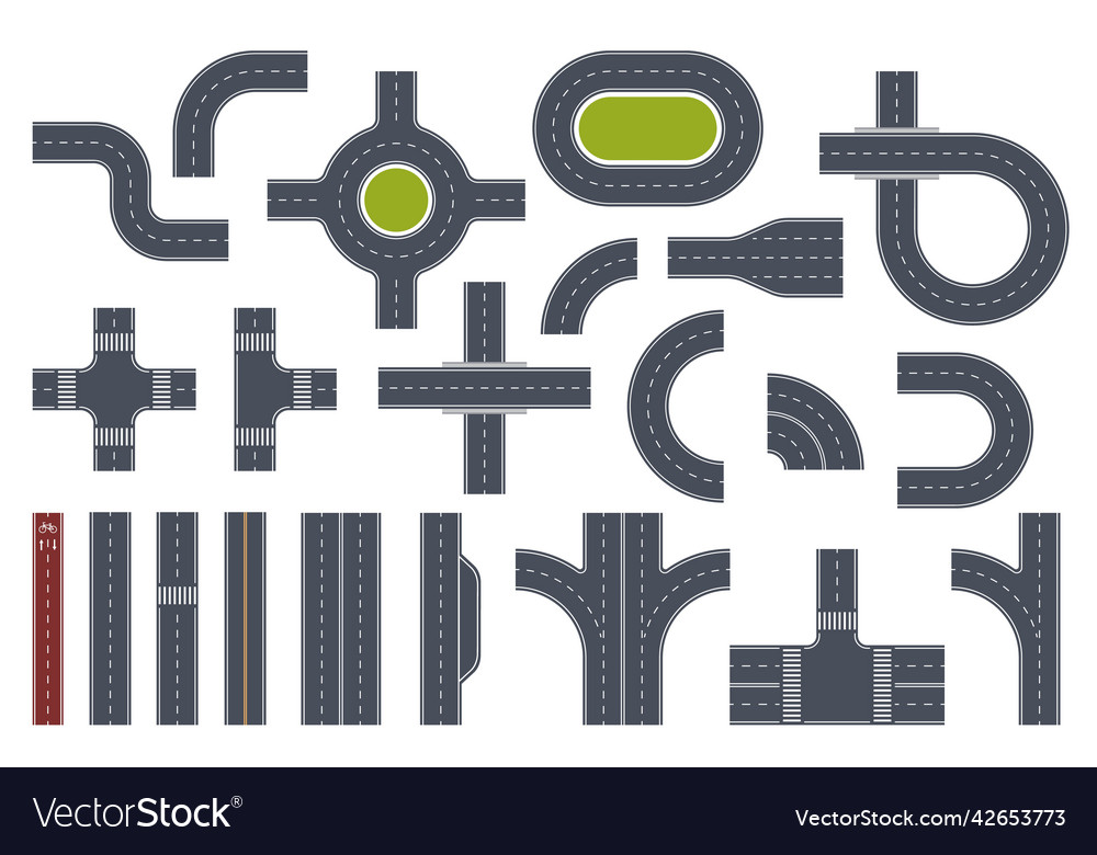 Road toolkit elements transport paths constructor Vector Image