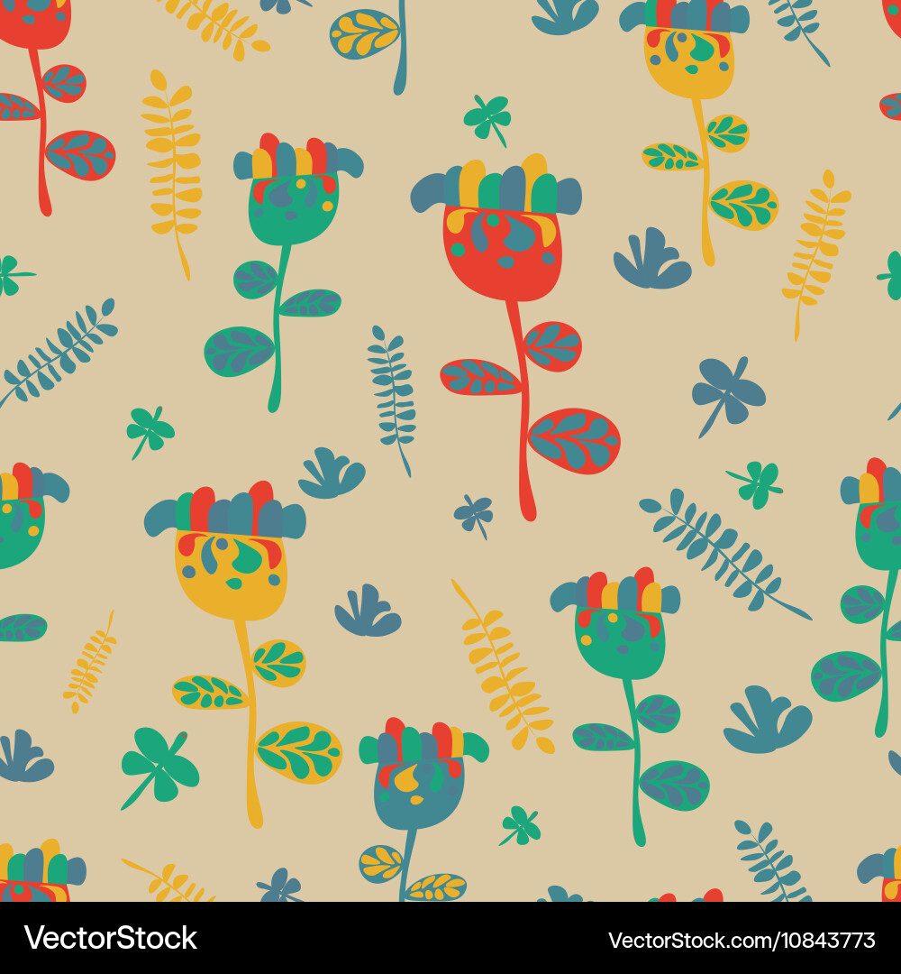 Seamless flower retro background pattern Vector Image