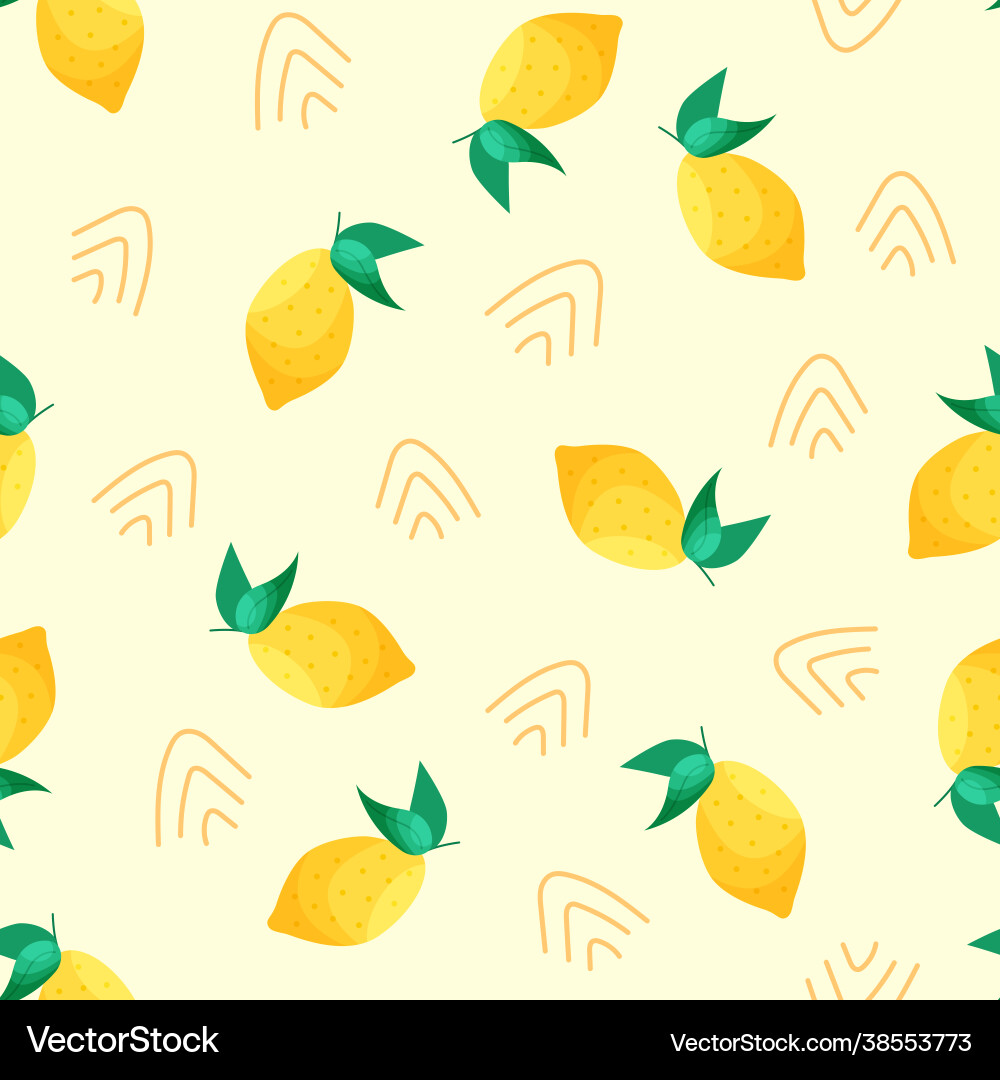 Seamless pattern with lemons and lines Royalty Free Vector