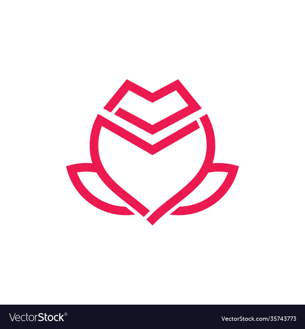 Einfache geometrische Linie rote Rose Logo