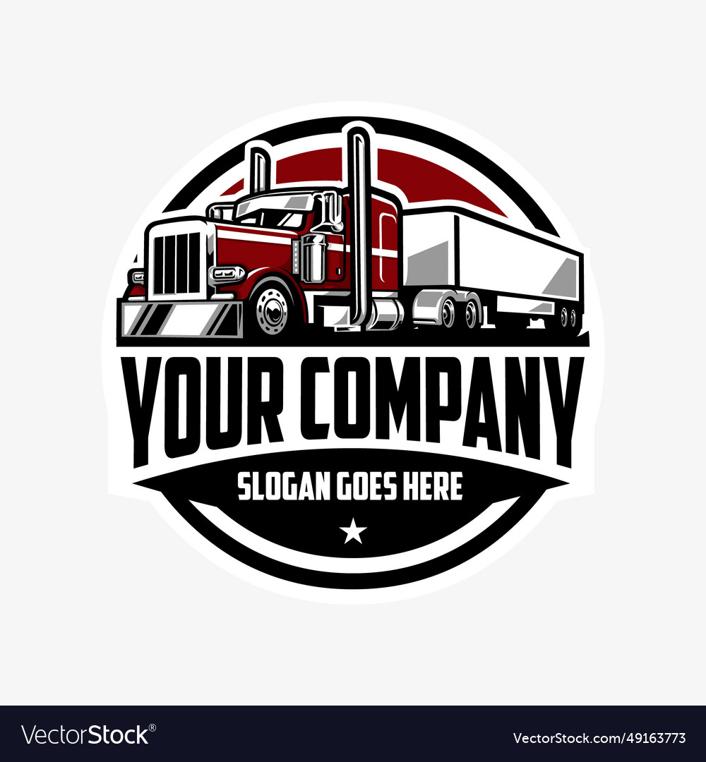 Trucking company ready made circle emblem logo Vector Image