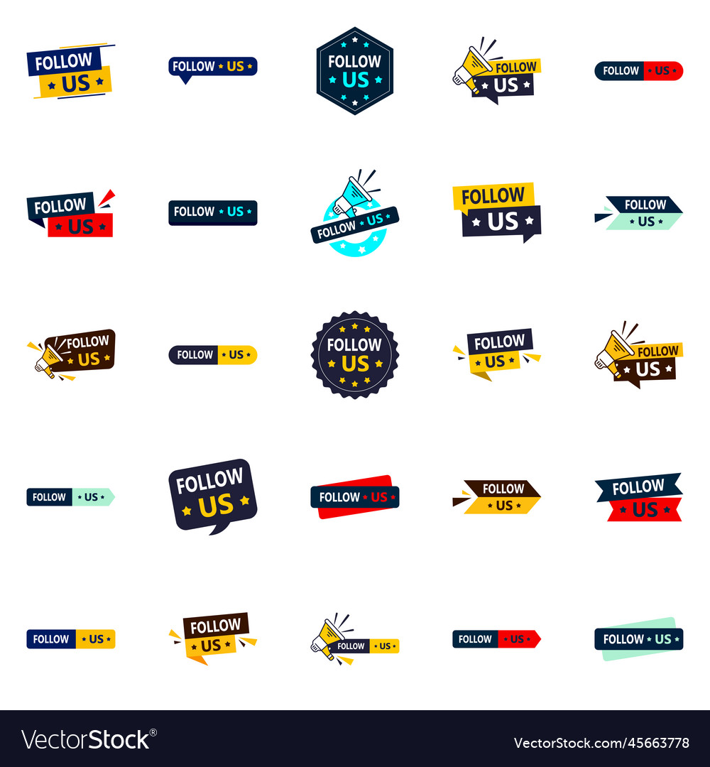 25 follow-generating follow us graphic elements Vector Image