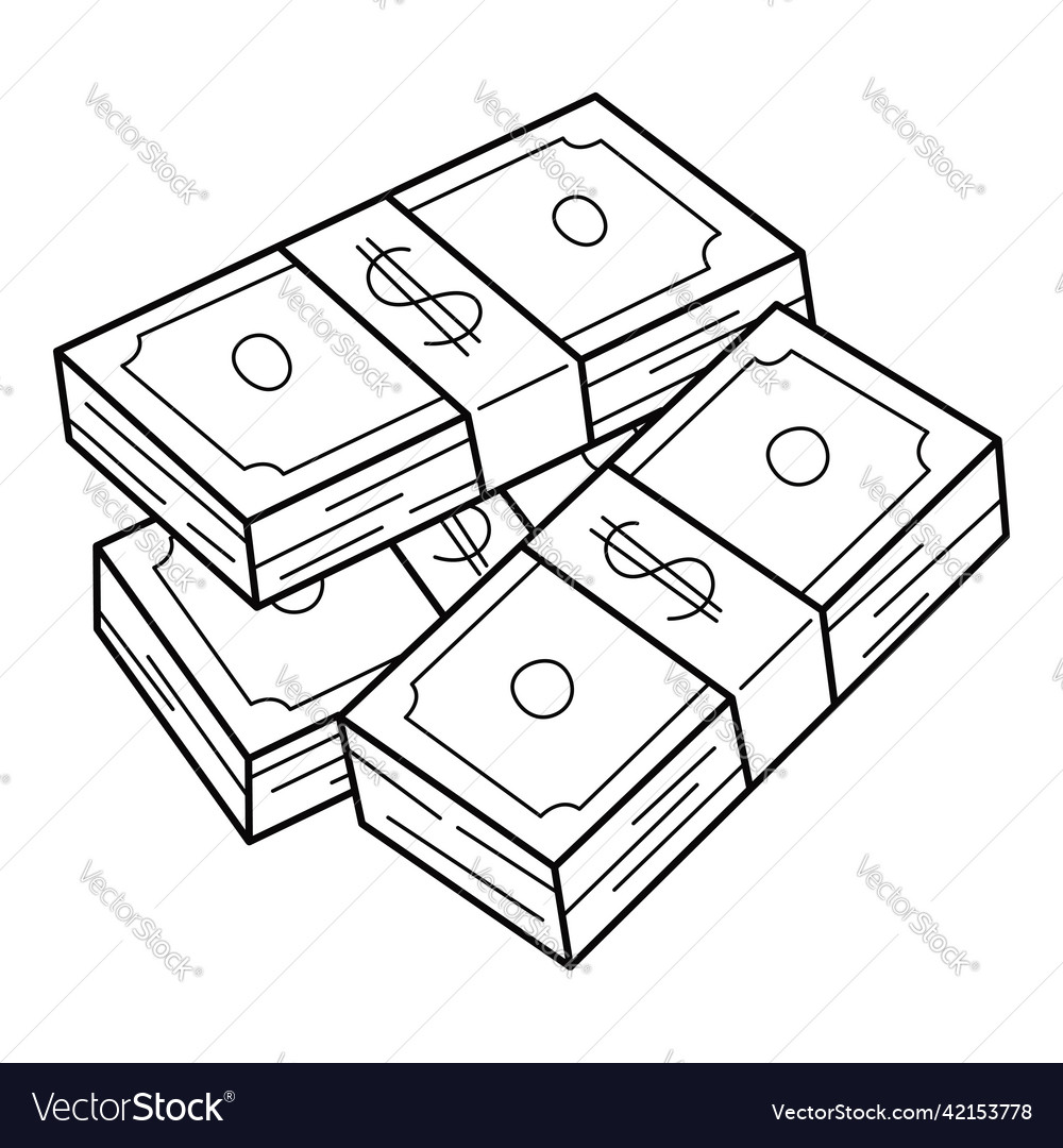 A stack of paper banknotes three bundles Vector Image