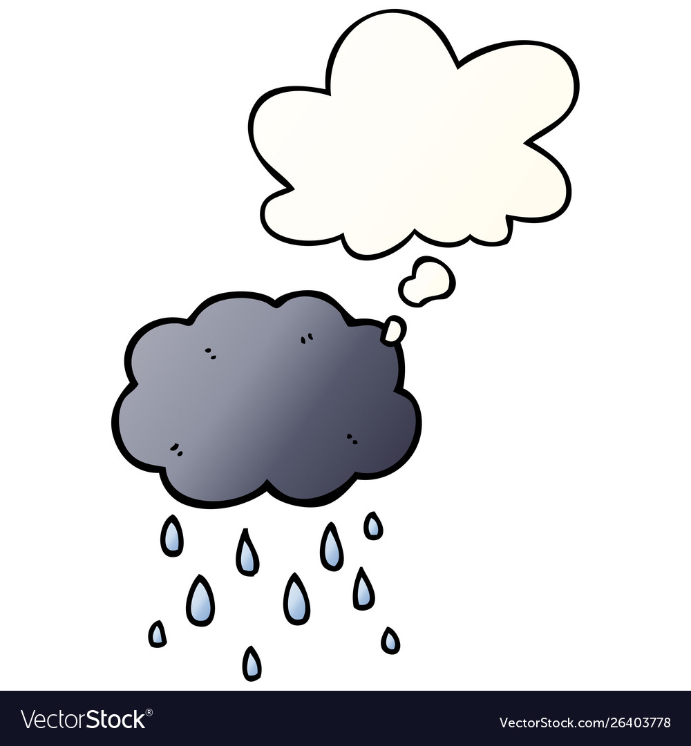 Cartoon cloud raining and thought bubble Vector Image