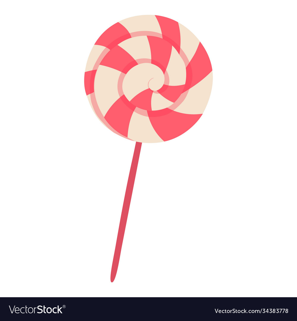 Christmas white red swirl lollipop icon flat Vector Image