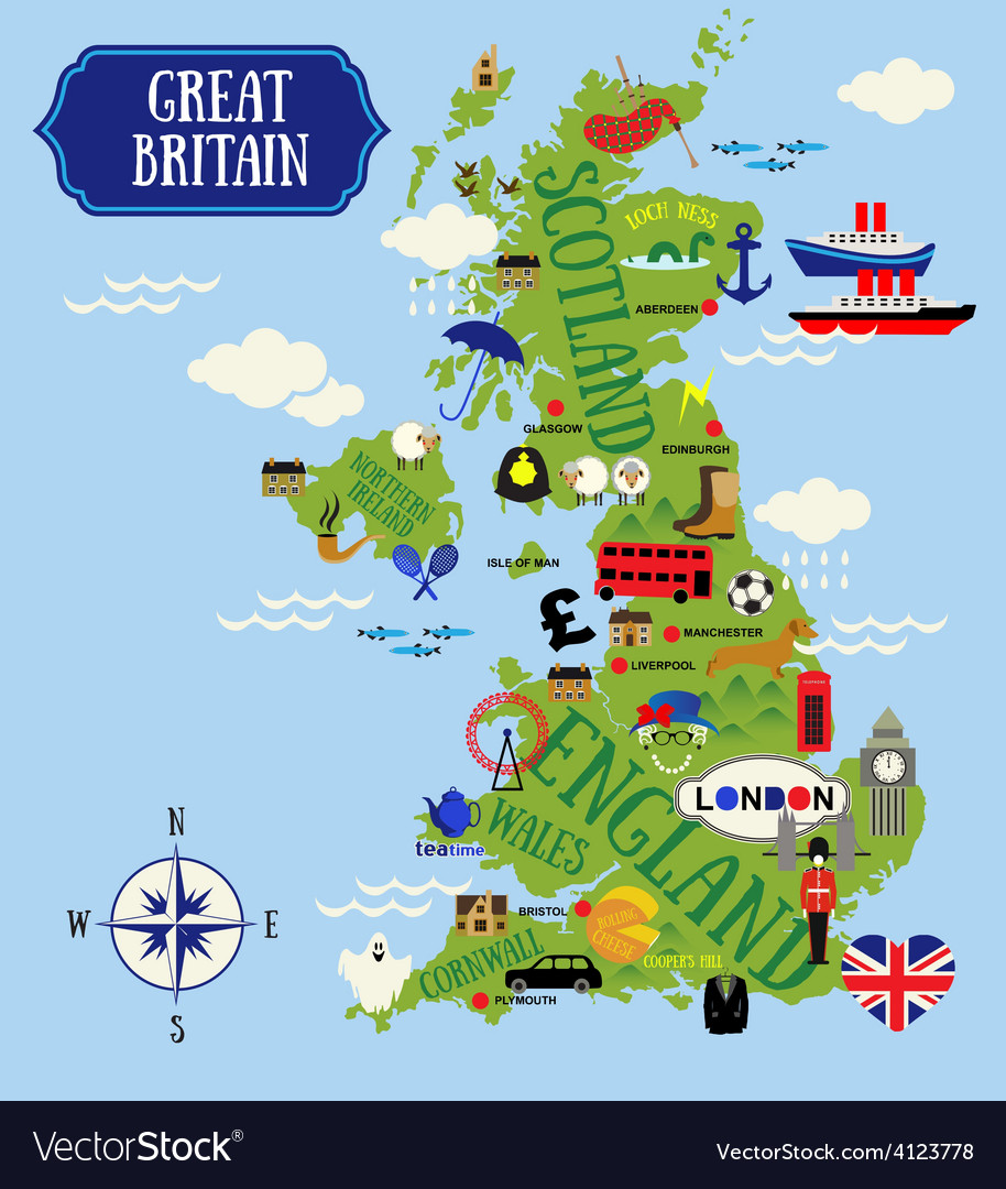 England map Royalty Free Vector Image - VectorStock