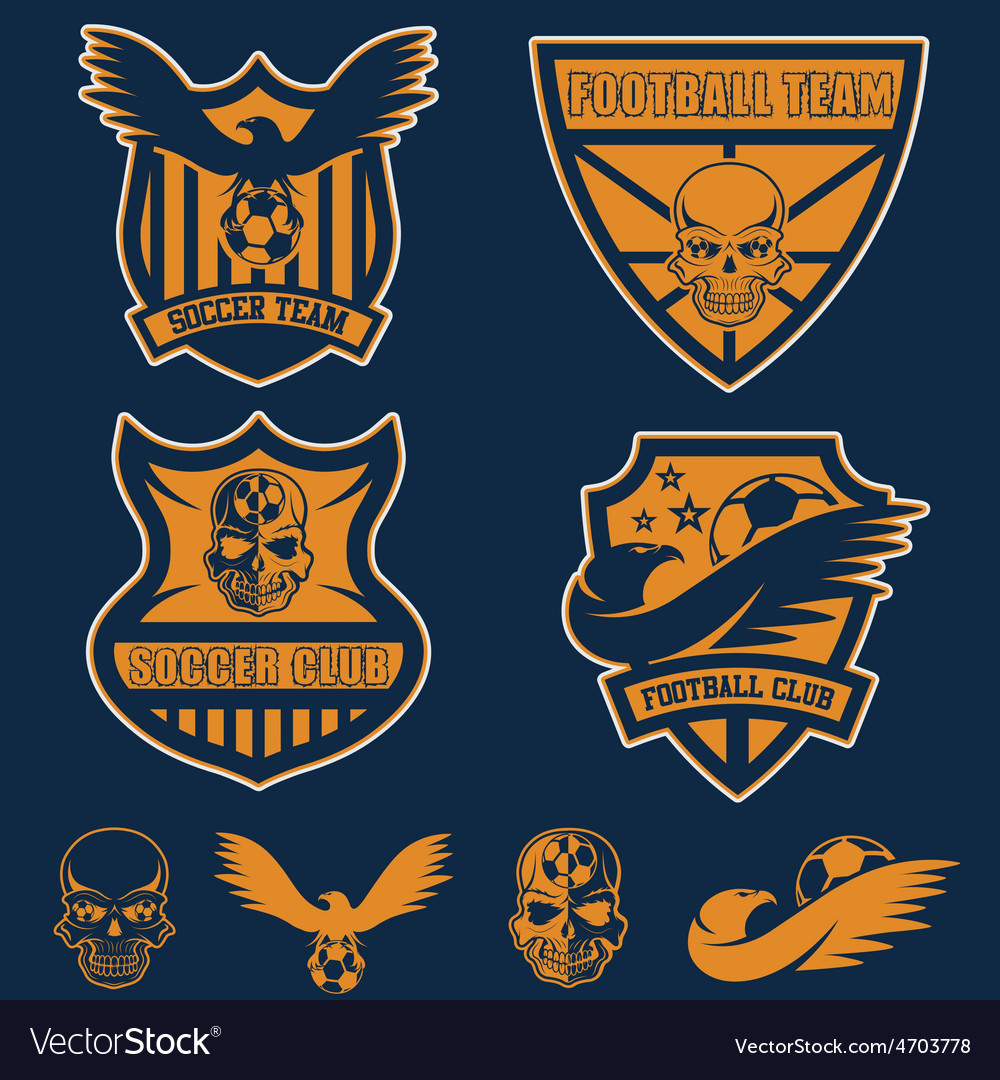 Football team crests set with eagles and skulls Vector Image