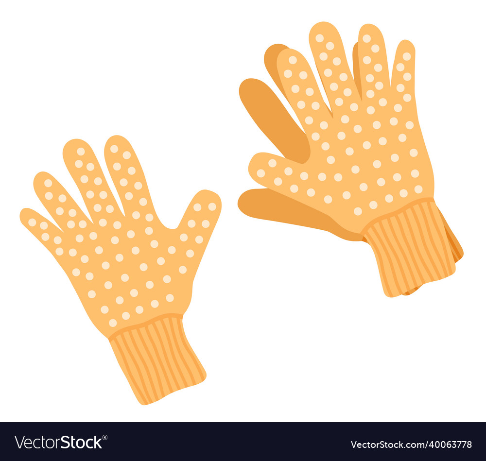 Pair of yellow gardening hand gloves flat cartoon