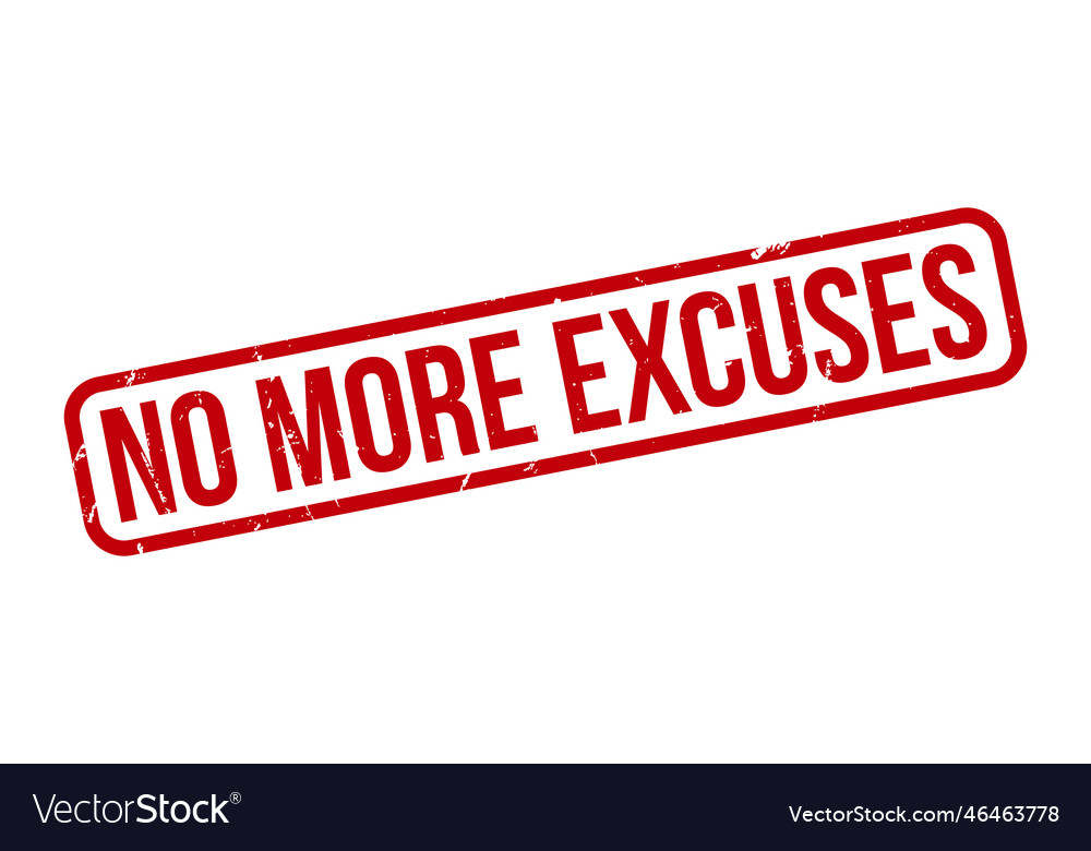 Red no more excuses rubber stamp seal Royalty Free Vector