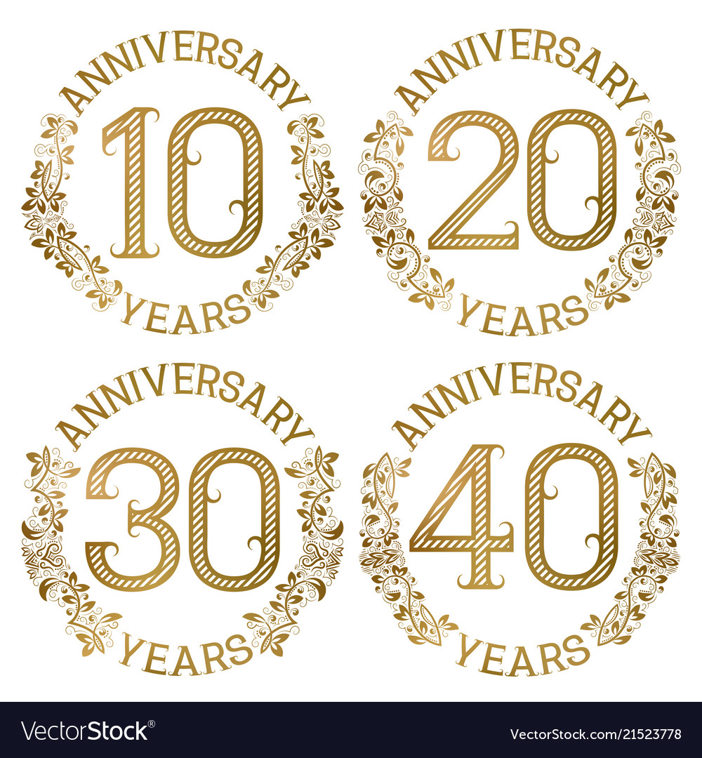 Set golden anniversary emblems Royalty Free Vector Image