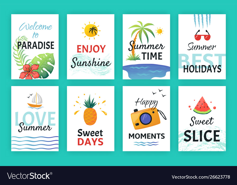 Summer doodle poster beach party banners vector image Summer doodle poster beach party banners