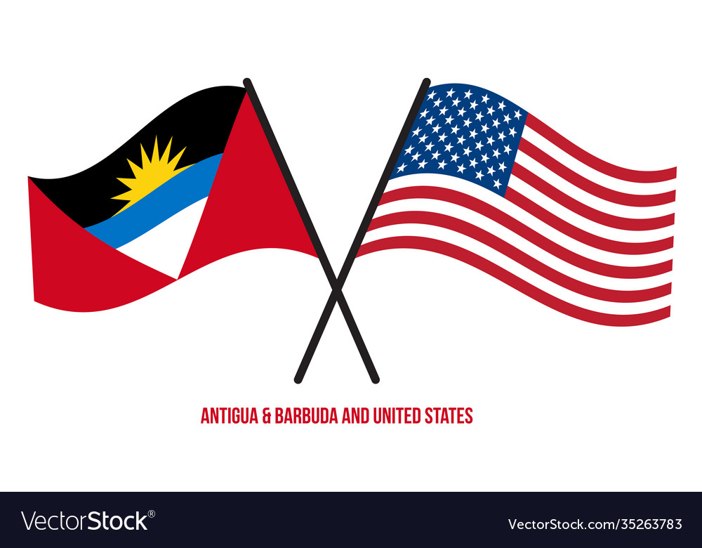 Antigua barbuda and united states flags crossed