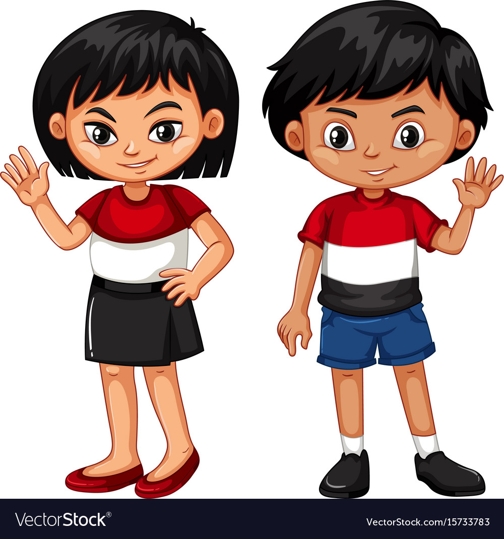 Boy and girl waving hands Royalty Free Vector Image