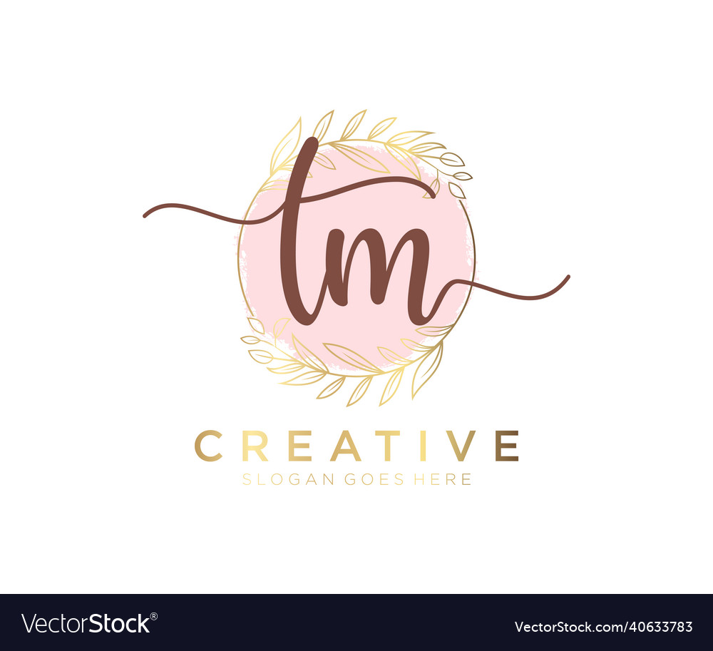 Initial tm feminine logo usable for nature salon