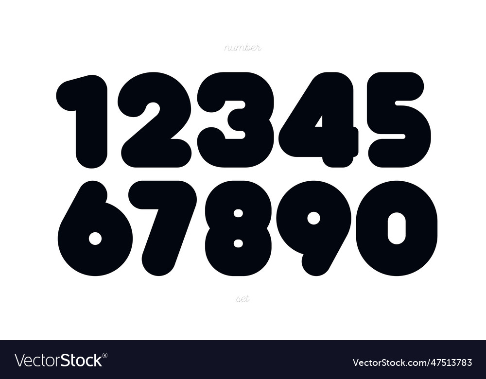 Set of numbers bold style trendy typography Vector Image