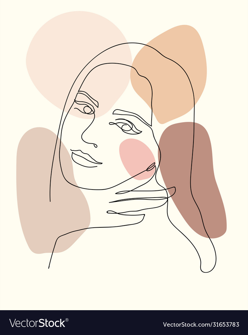 Trendy outline woman portrait in pastel tones vector image Trendy outline woman portrait in pastel tones