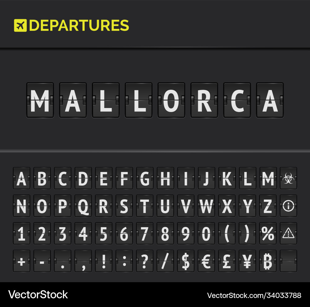 Analog airport board isolated template on black Vector Image