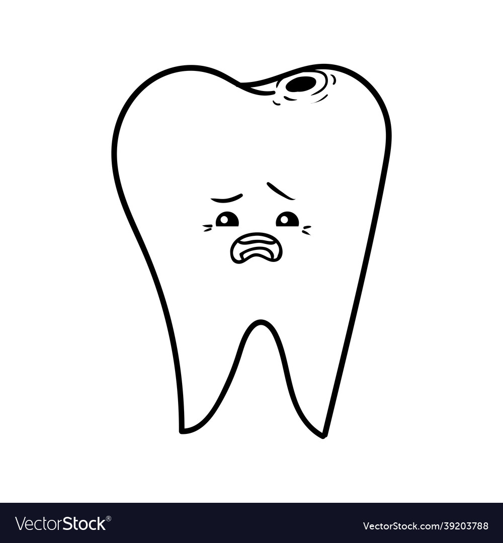 Coloring book bad tooth Royalty Free Vector Image