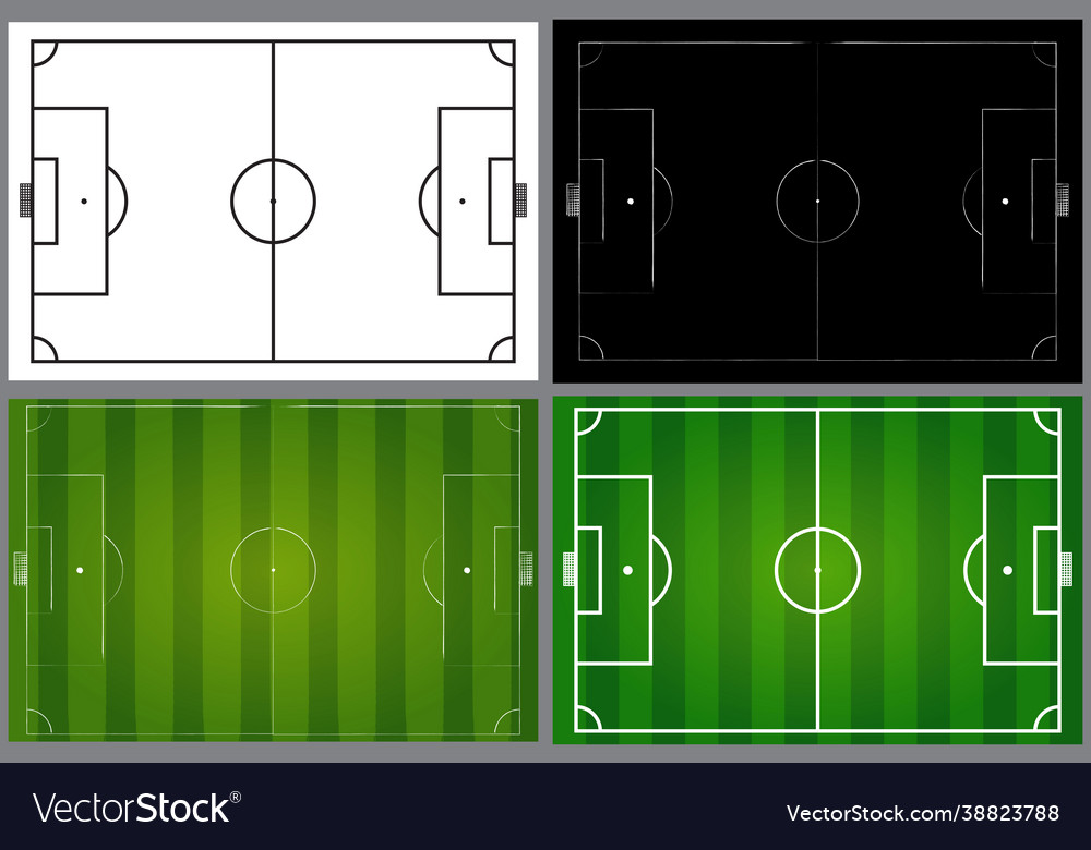 Soccer field set contains black and white