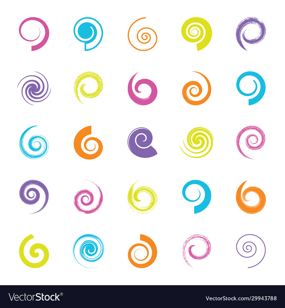 Various spiral design element set isolated Vector Image