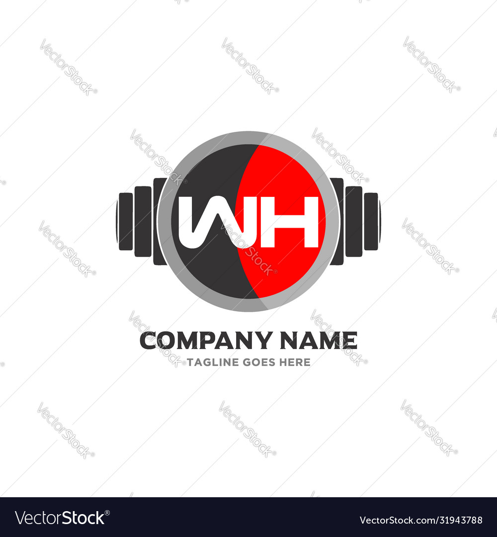 Wh letter logo design icon fitness and music