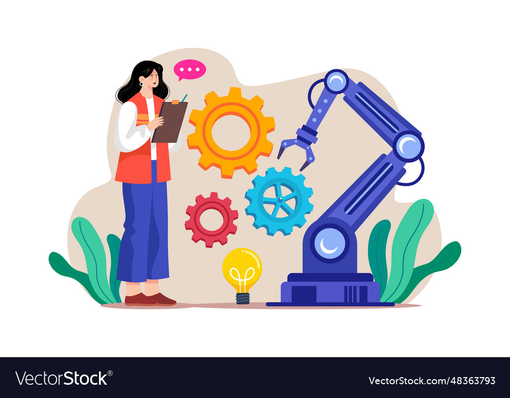 Automation machine concept on white background Vector Image