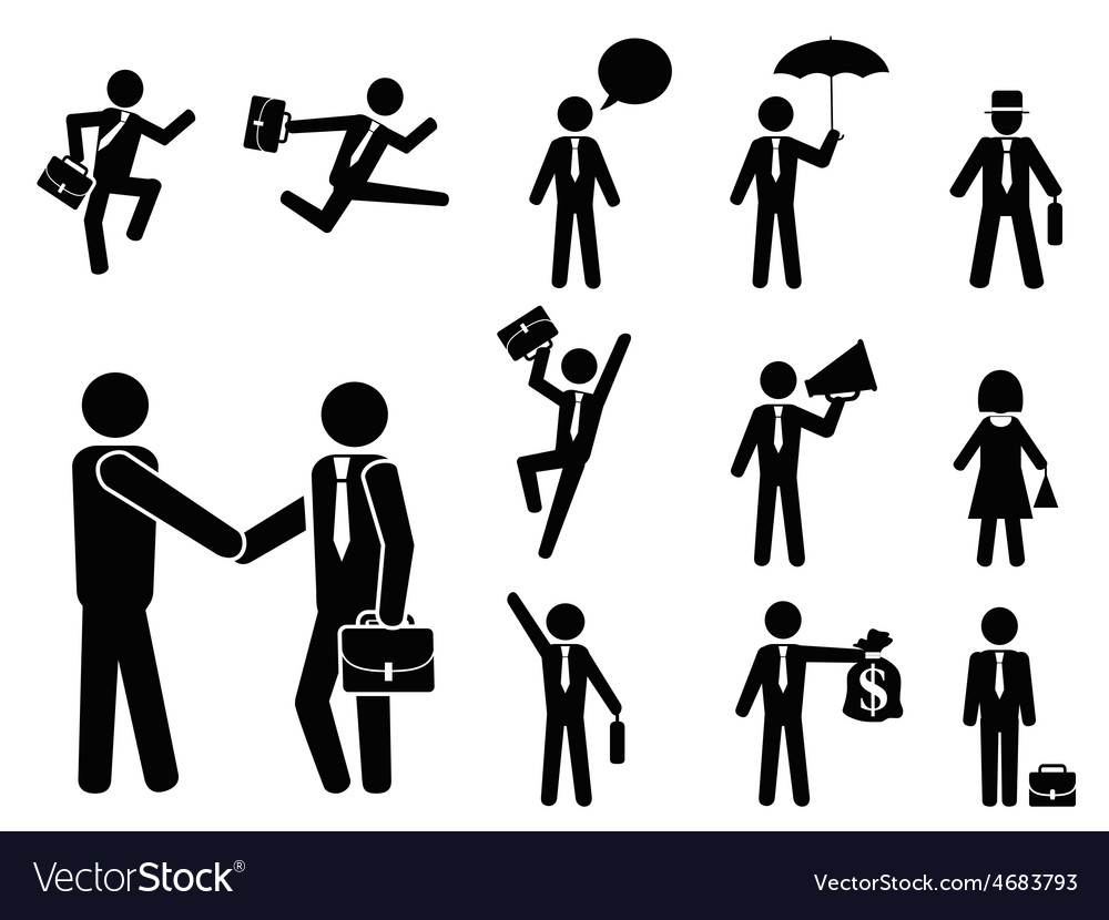 Businessman pictograph icons set