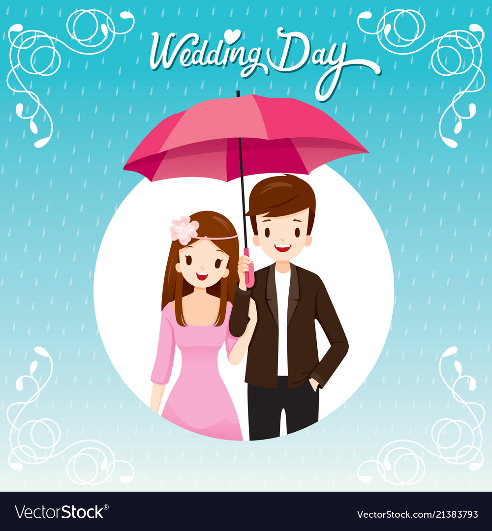 Couple Under Umbrella Together In Rain Royalty Free Vector 4948