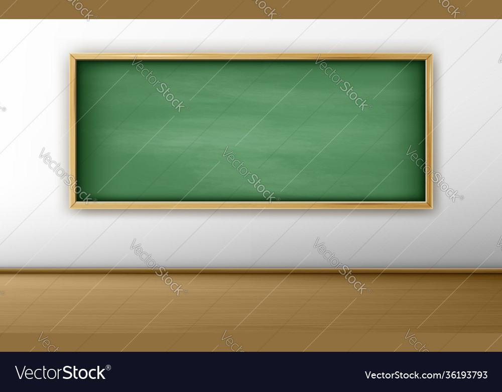 Green blackboard chalkboard in empty classroom vector image Green blackboard chalkboard in empty classroom