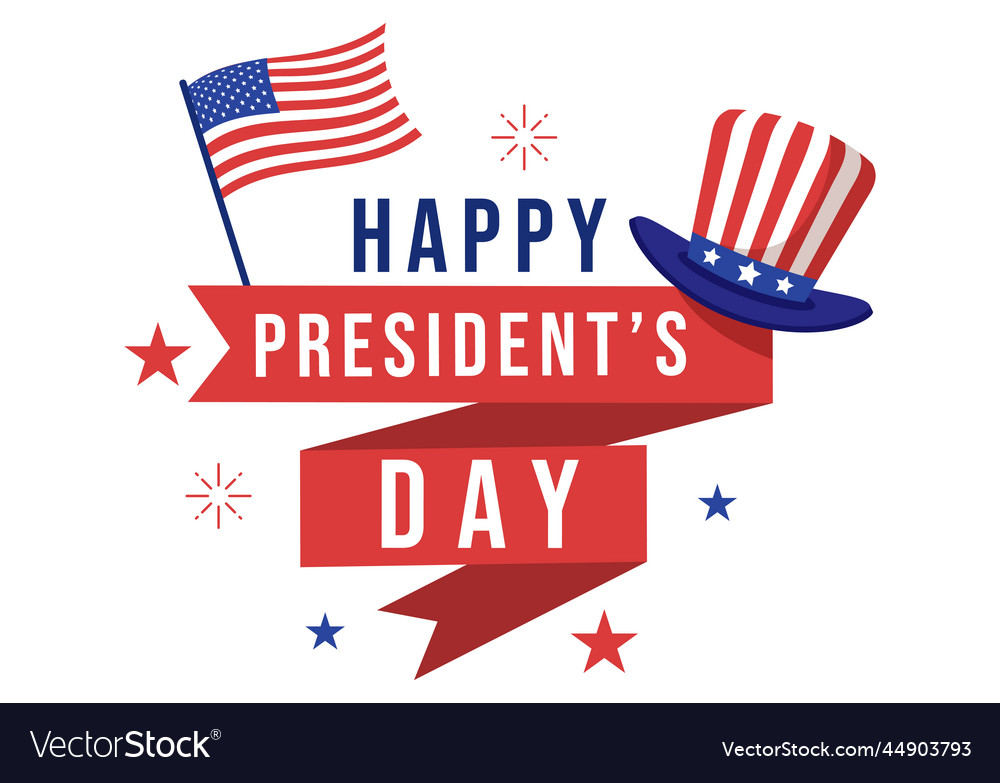 Happy Presidents Day With Stars And Usa Flag Vector Image