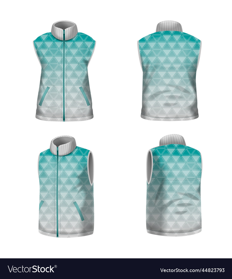 Realistic sleeveless jacket set Royalty Free Vector Image