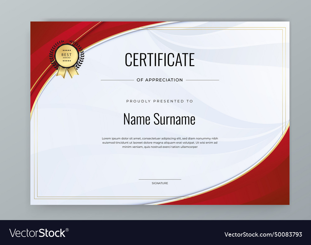 Red and gold certificate modern elegant Royalty Free Vector