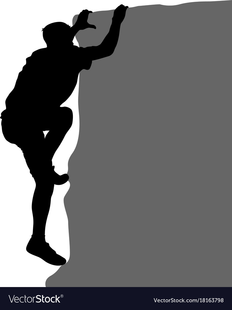 Black silhouette rock climber on white background Vector Image