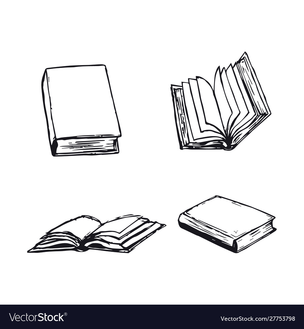 Books hand drawn open diary library textbook Vector Image