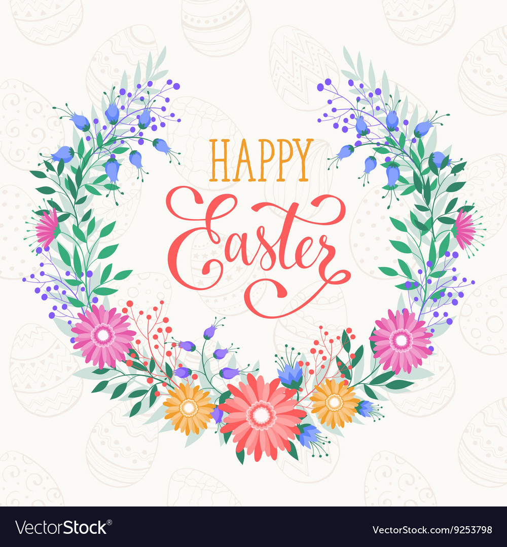 Happy easter wreath Royalty Free Vector Image - VectorStock