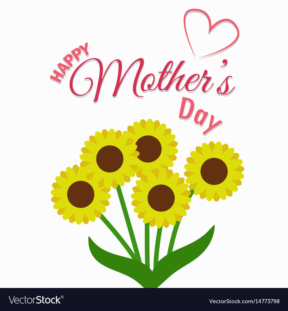 Happy Mothers Day Greeting Card With Sunflowers Vector Image Happy Mothers Day Greeting Card With Sunflowers Vector Image