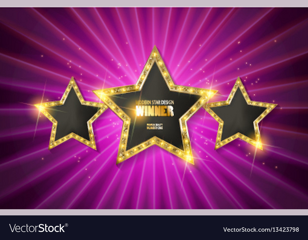 Retro light sign three gold stars