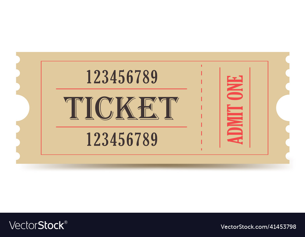 Vintage ticket cinema theater concert Royalty Free Vector