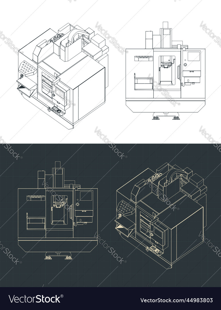 Automatic cnc milling machine blueprints Vector Image
