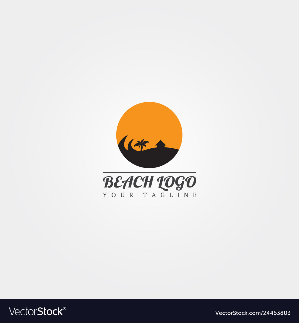 Beach logo template creative design sunset Vector Image