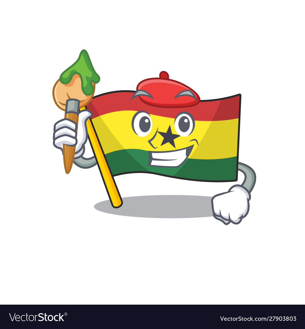 Cartoon flag ghana isolated in character painter