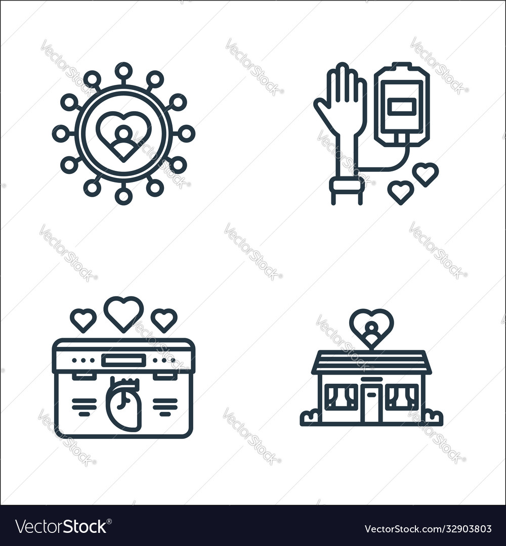 Charity line icons linear set quality