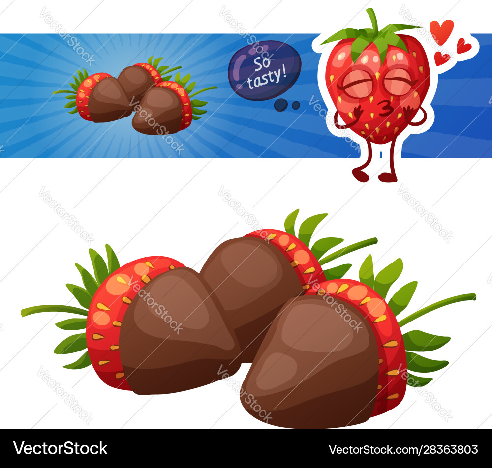 Chocolate covered strawberries icon cartoon Vector Image