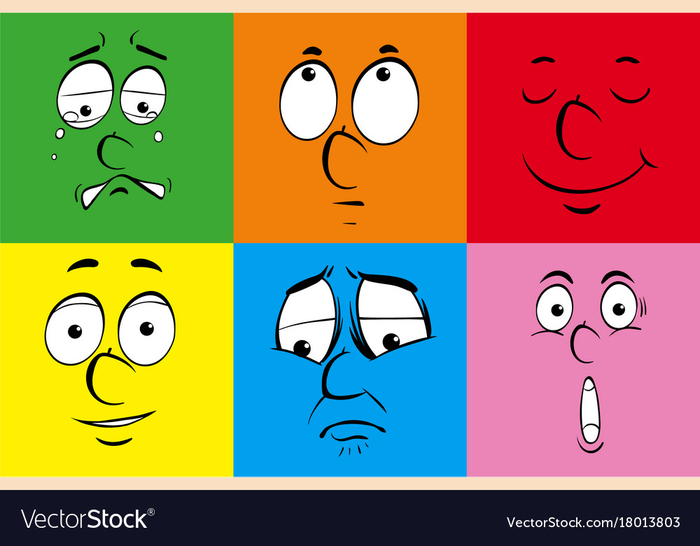 Different emotions on colorful background Vector Image