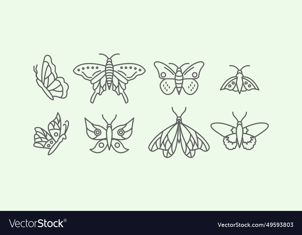 Icon set butterfly logo line Kunstdesign