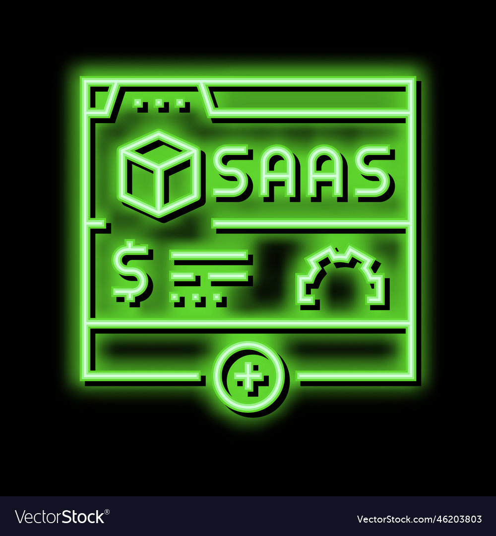 Saas subscription neon glow icon