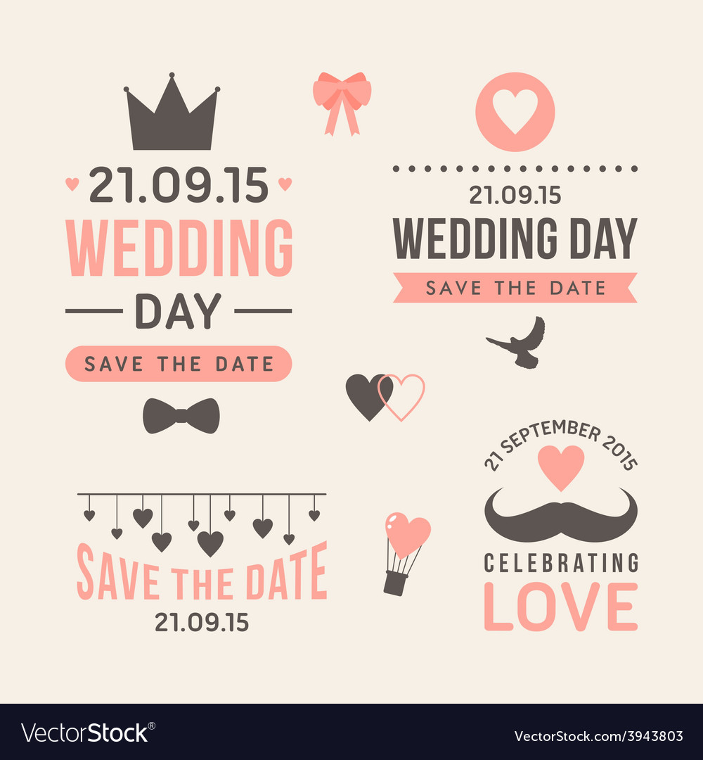 Wedding set of label badges stamp and design Vector Image
