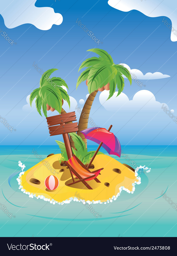 Cartoon Palm Island Royalty Free Vector Image - VectorStock