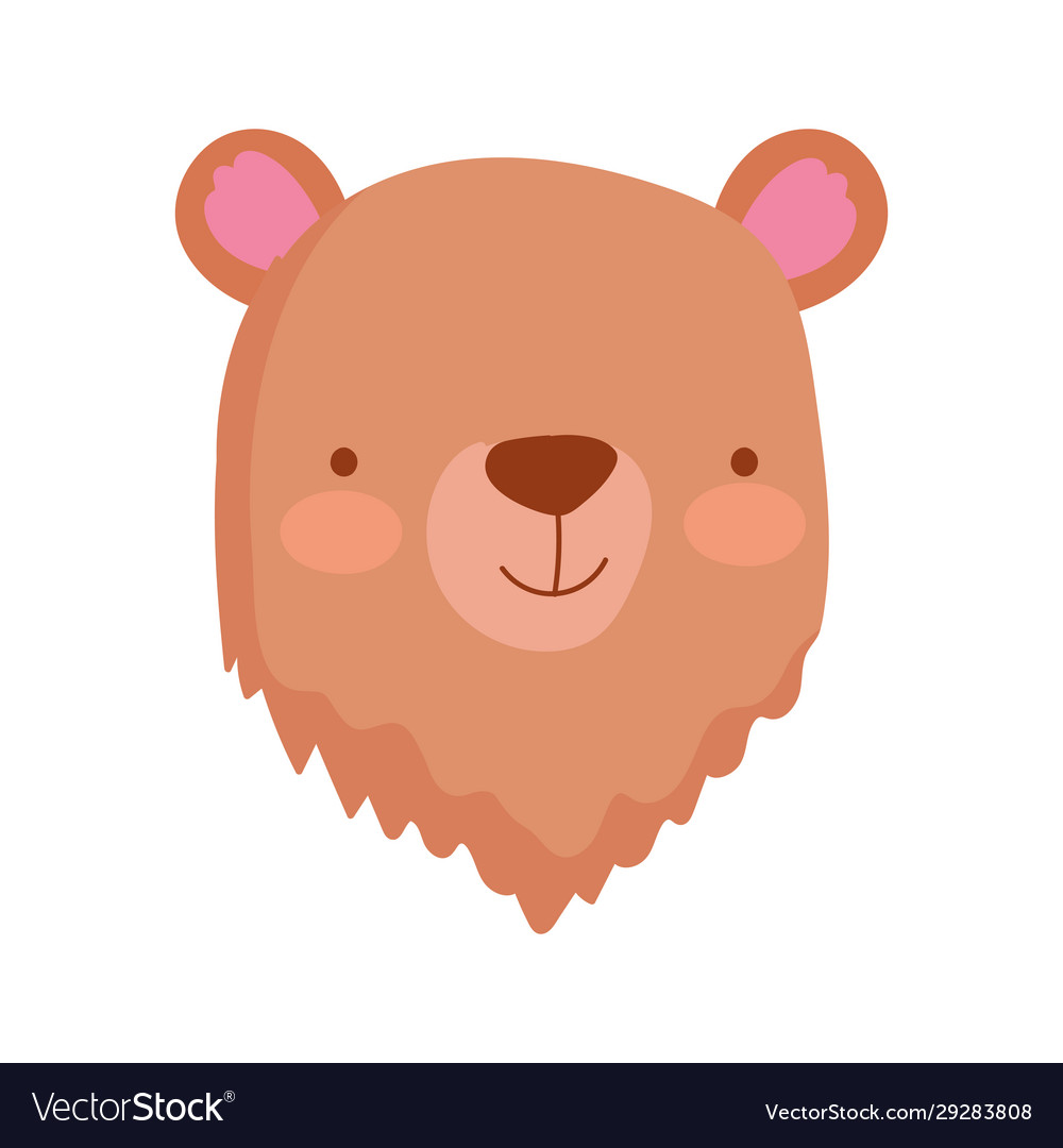 Cute bear animal face cartoon character on white Vector Image